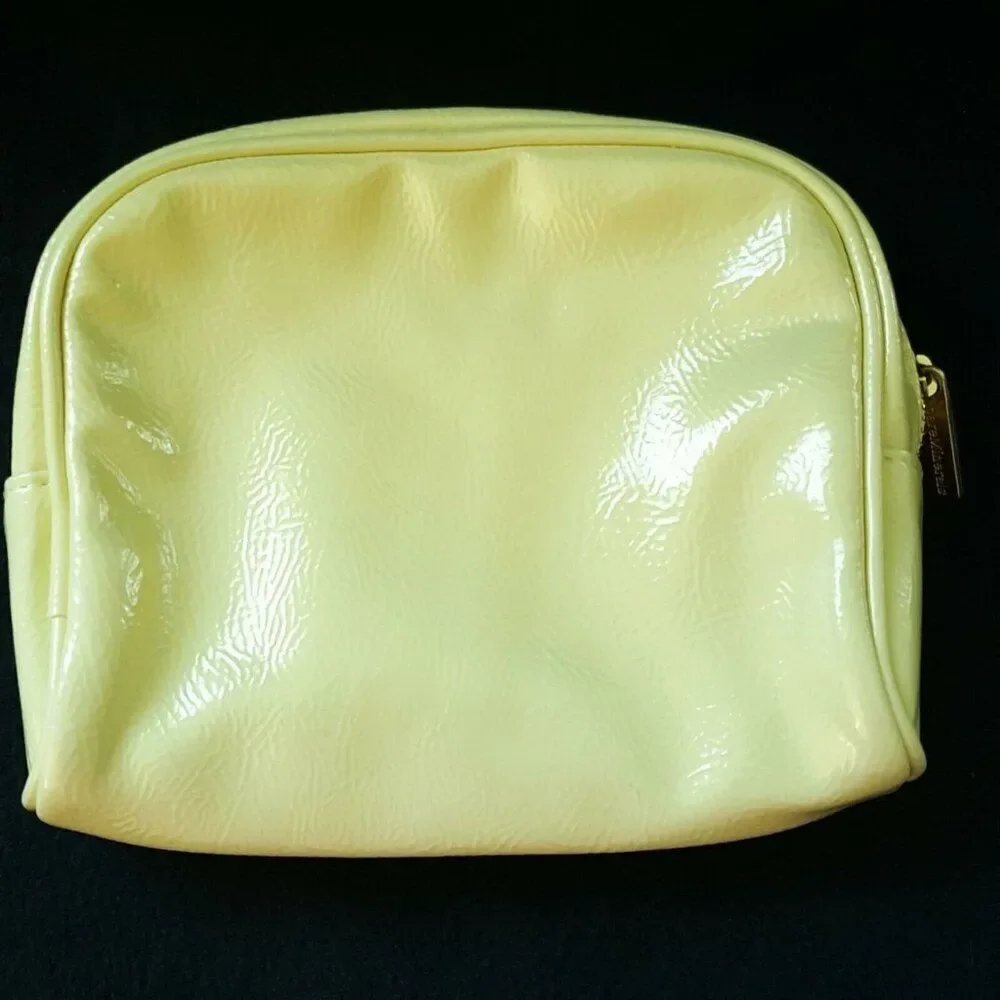 Bare Minerals Womens Yellow Make Up Bag Pink Interior Zipper Small
